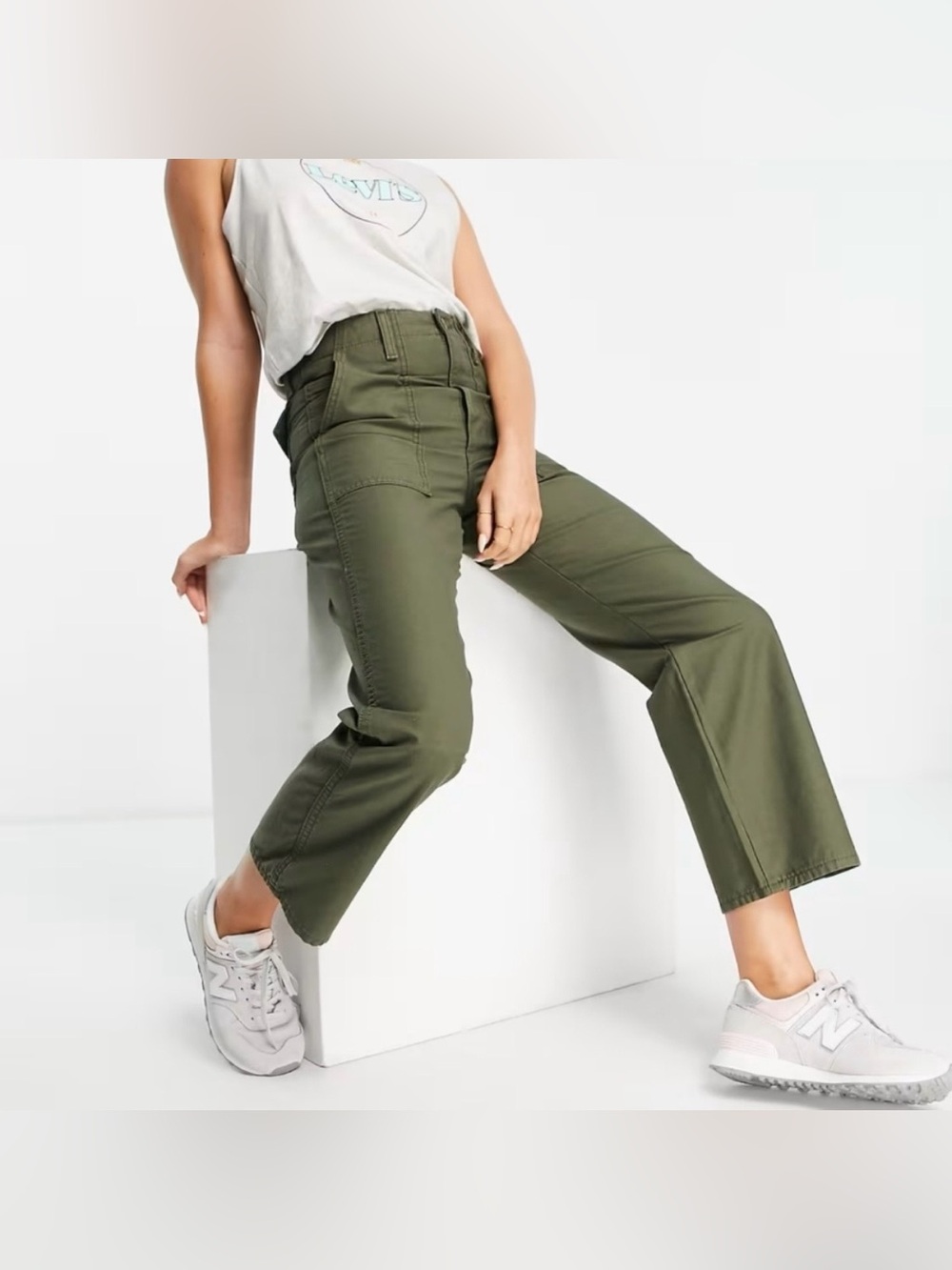Levi’s Green Ribcage Straight High Rise Utility Pants